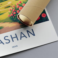 Kashan Iran Travel Poster, Vintage Style Wall Art, Colorful Floral Path Print, Home Decor, Artful Travel Past,  Art Print