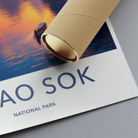 Khao Sok National Park poster, sunset landscape wall art, travel print, adventure decor, nature photography, home decoration