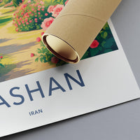 Kashan Iran Travel Poster, Colorful Garden Path Print, Artful Wall Decor, Vintage Destination Poster, Floral Landscape Art