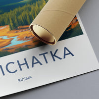 Vintage Kamchatka Travel Poster, Russia Landscape Art Print, Scenic Outdoor Wall Decor, Nature Inspired Home Decoration