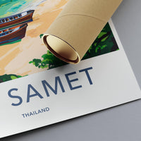 Koh Samet Travel Poster, Thailand Beach Art Print, Scenic Island Landscape, Tropical Adventure Decor, Vintage Style Wall Art