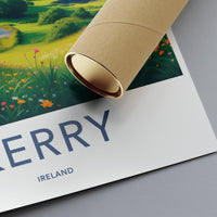 Vintage Kerry Ireland Art Print, Colorful Travel Poster, Scenic Wall Art, Irish Landscape Decor, Home Office Decoration