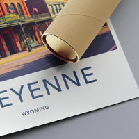 Vintage Cheyenne Wyoming Travel Poster, Art Print, Wall Decor, Retro Cityscape, American Town Souvenir, Home Decor