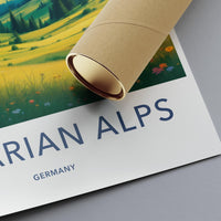 Bavarian Alps Art Print, Mountain Landscape Poster, Germany Travel Wall Decor, Nature Scenic Artwork, Colorful Home Decoration
