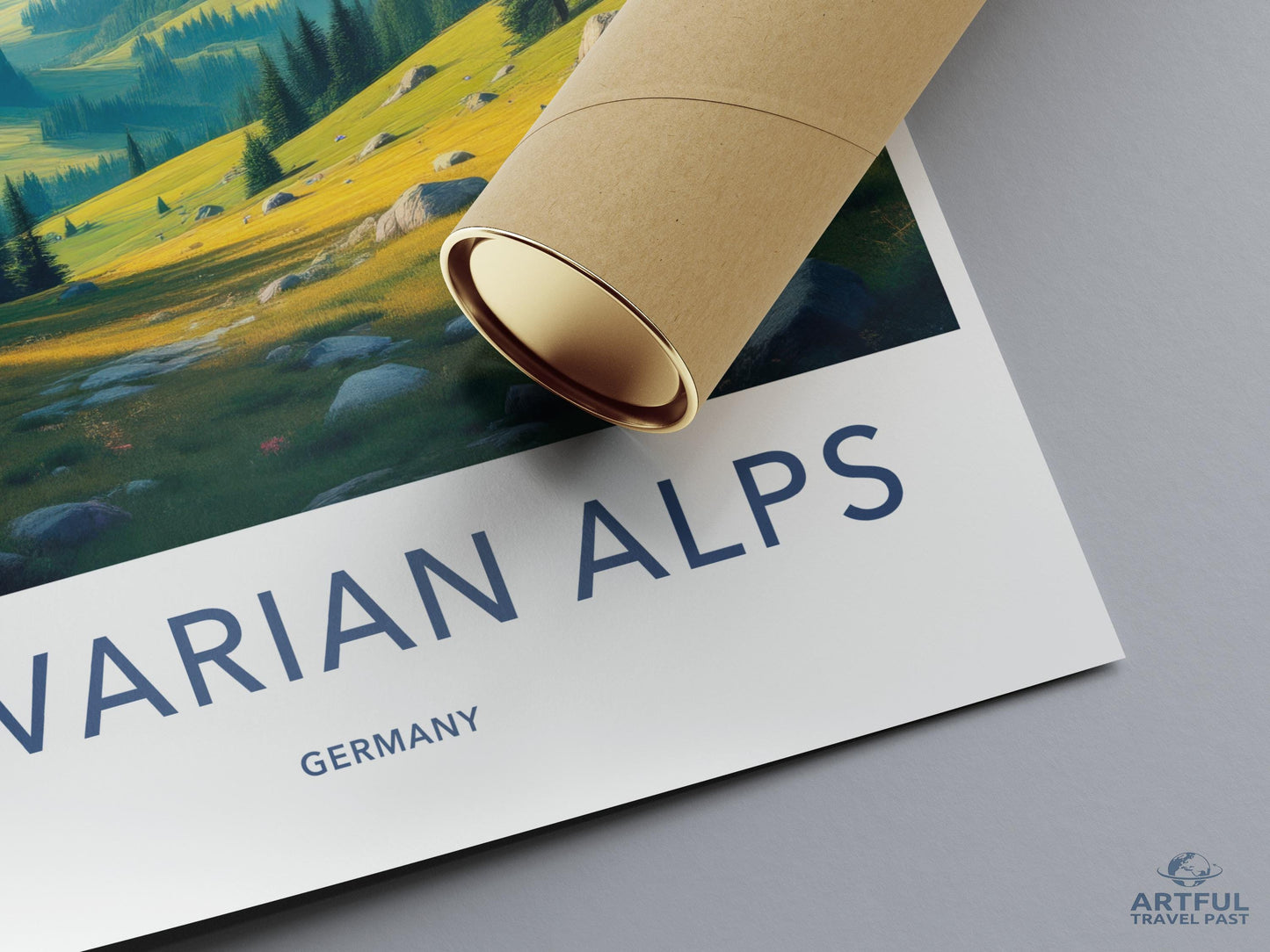 Bavarian Alps travel poster, Germany landscape wall art, vintage style mountain print, European nature decor, adventure art