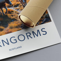 Cairngorms Scotland travel poster, vintage style wall art, nature scenery print, home decor, landscape photography, gift for travelers