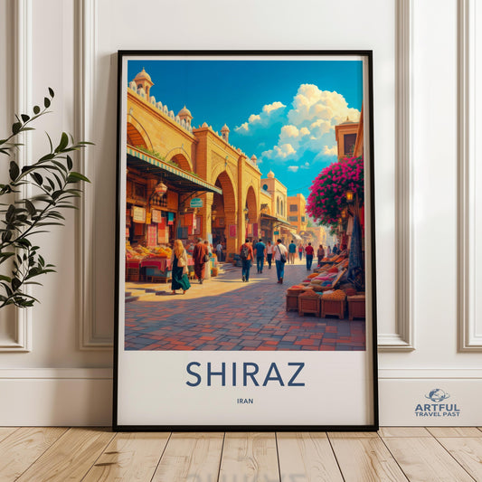 Shiraz Iran Wall Art, Historic Cityscape Print, Home Decor, Middle Eastern Market Scene, Travel Photography Poster