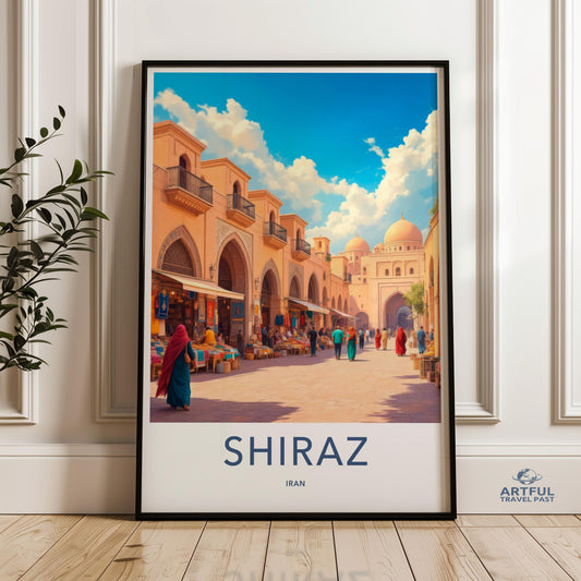 Shiraz Iran Wall Art Print, Middle Eastern Culture Poster, Persian Cityscape Decor, Colorful Market Scene Art, Travel Souvenir Gift