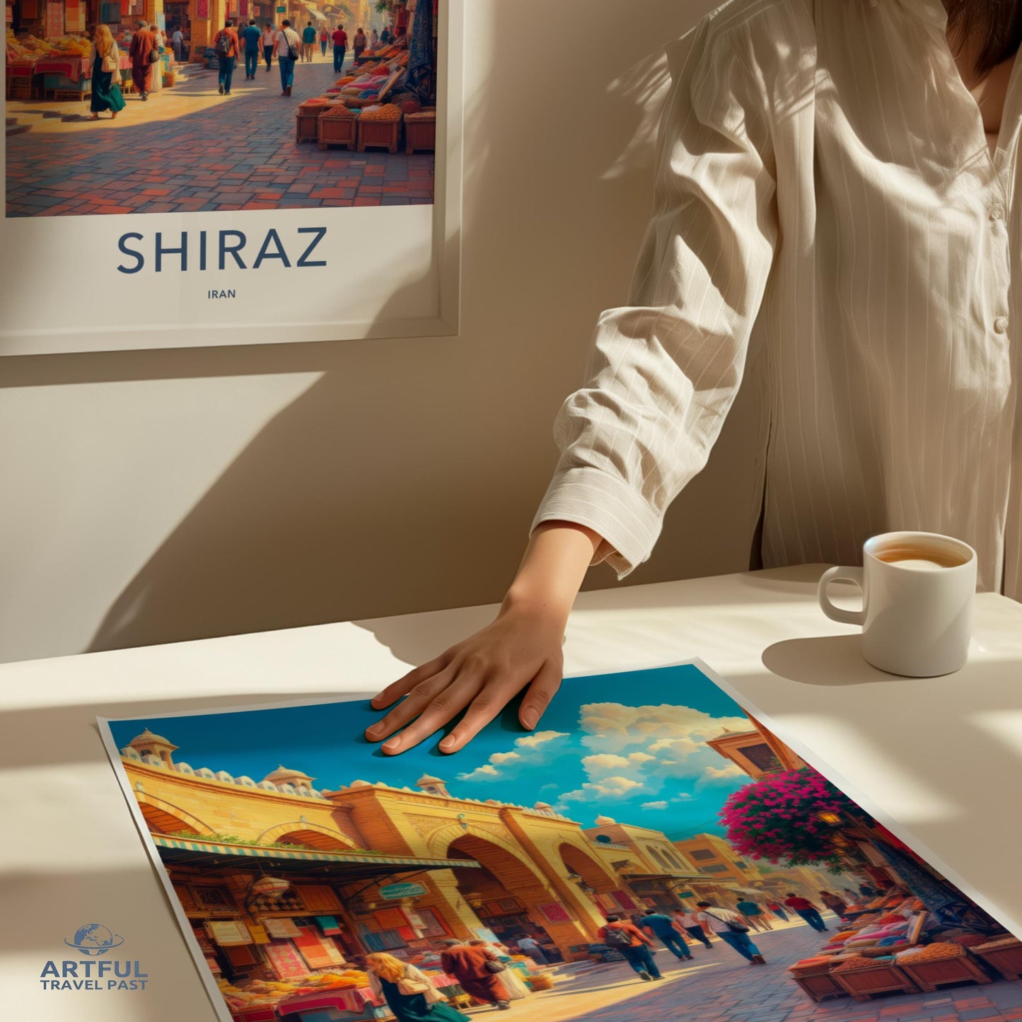 Vintage Shiraz Cityscape Poster, Retro Travel Art Print, Wall Decor, Iran Landscape Print, Home Office Decoration