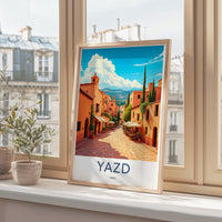 Yazd Iran Poster, Middle Eastern Travel Art, Colorful Cityscape Print, Wall Decor, Retro Travel Poster, Artful Travel Past Print