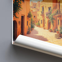 Mediterranean Village Print, Colorful Wall Art, Vintage Travel Poster, Home Decor, European Landscape, Ready to Hang