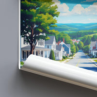 Vibrant Small Town Street Art Print, Scenic Old Village Wall Art, Colorful Townscape Poster, Countryside Landscape Decor
