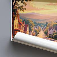 Vintage Town Landscape Poster, Scenic Small Town Wall Art, Cozy Village Print, Serene Countryside Decor, Peaceful Street View