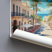 Coastal Town Wall Art, Mediterranean Street Canvas Print, Scenic Beach Poster, Summer Vibes Wall Decor, Travel Photography