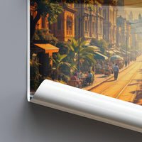 Vintage Cityscape Wall Art Print, Retro Urban Street Scene Decor, Colorful City Poster, Architectural Artwork, Urban Living Room Decor