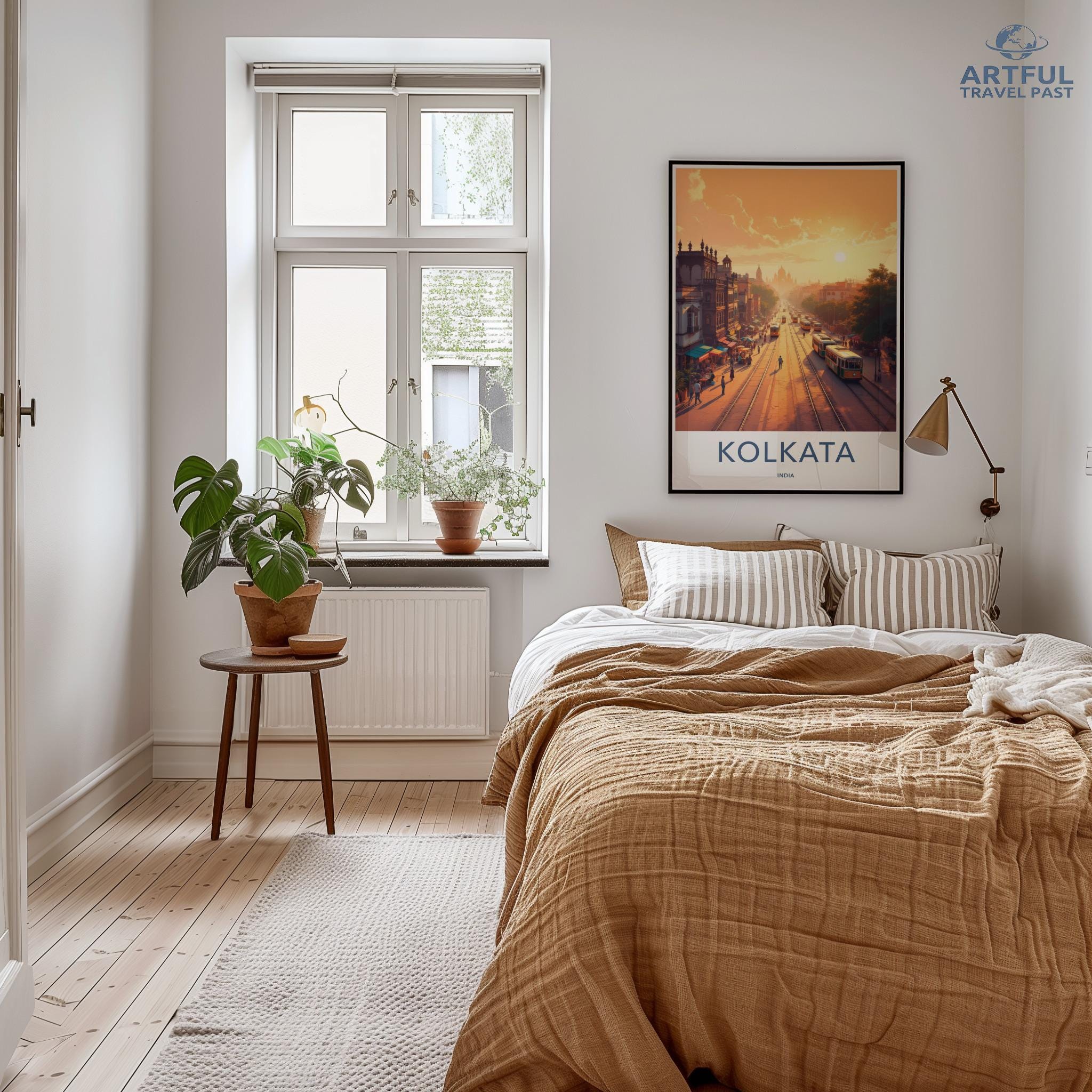 Kolkata cityscape print, sunset wall art, travel poster, urban landscape, city decor, bedroom decor, modern home decor