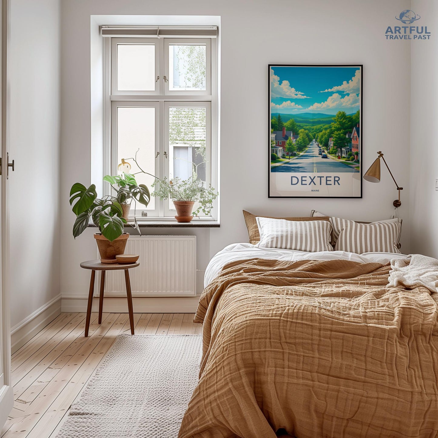 Modern Bedroom Wall Art, Scenic Landscape Poster, Nature Inspired Home Decor, Cozy Bedroom Design, Artful Travel Past Print
