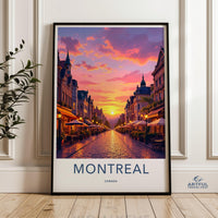 Montreal Travel Poster, Cityscape Wall Art, Montreal Street Print, Urban Decor Poster, Canada Travel Art, Downtown Montreal Print