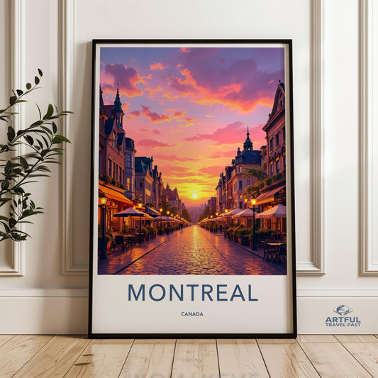 Montreal Travel Poster, Cityscape Wall Art, Montreal Street Print, Urban Decor Poster, Canada Travel Art, Downtown Montreal Print