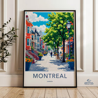 Montreal City Retro Travel Poster, Canadian Urban Wall Art, Montreal Print, Cityscape Poster, Downtown Montreal Artwork