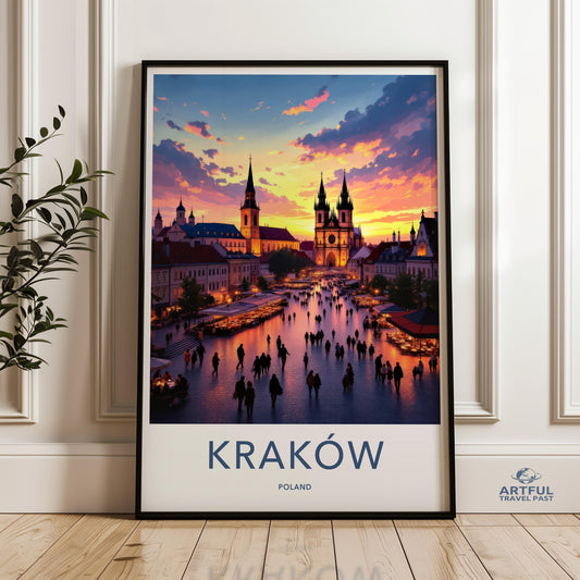 Krakow Cityscape Wall Art, Poland Travel Poster, Modern City Prints, Minimalist Perfection Artwork, Vibrant Home Decor, Touristic Gift