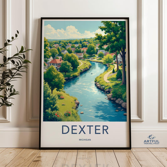 Dexter Michigan Wall Art, Dexter Travel Print, Michigan City Poster, Scenic Dexter Illustration, Dexter Vacation Print, Dexter Artwork