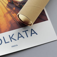 Vintage Kolkata Travel Poster, India Cityscape Print, Wall Art Decor, Retro Kolkata Artwork, Urban Street Scene, Indian Heritage Art