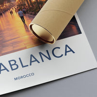 Casablanca Travel Poster, Moroccan Cityscape Wall Art, Elegant Home Decor, Framed or Unframed Print, Vibrant Colors, Artful Travel Past
