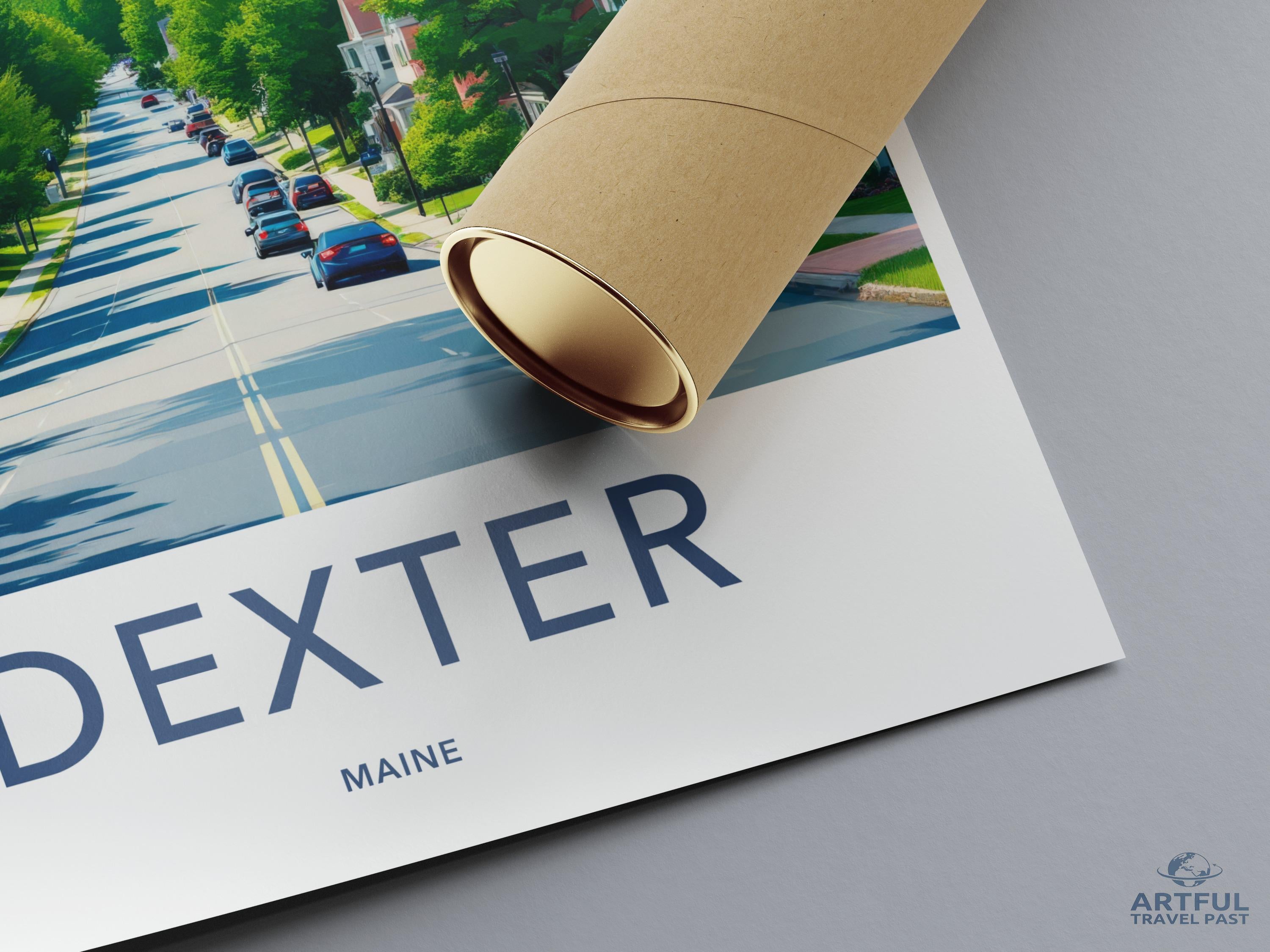 Dexter Maine Poster Print, Vintage Travel Wall Art, Classic Home Decor, American Townscape, High Quality Print, Artful Travel Past