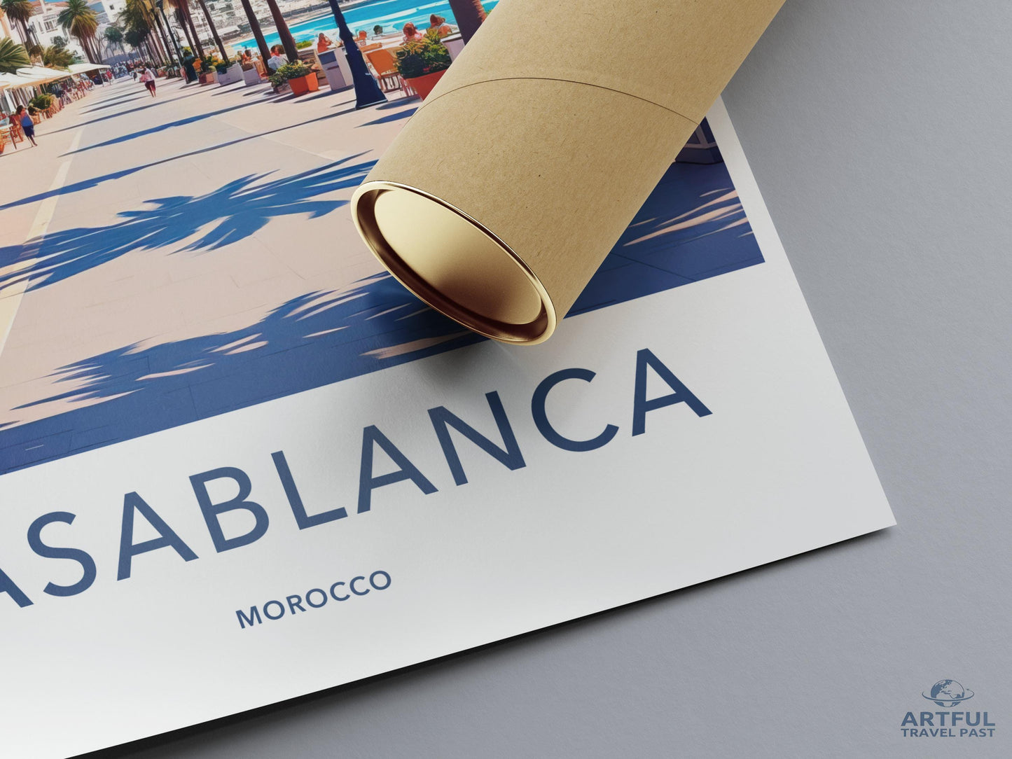 Casablanca Morocco Travel Poster, Retro Wall Art Print, Coastal Cityscape Decor, Vintage Travel Poster Gift