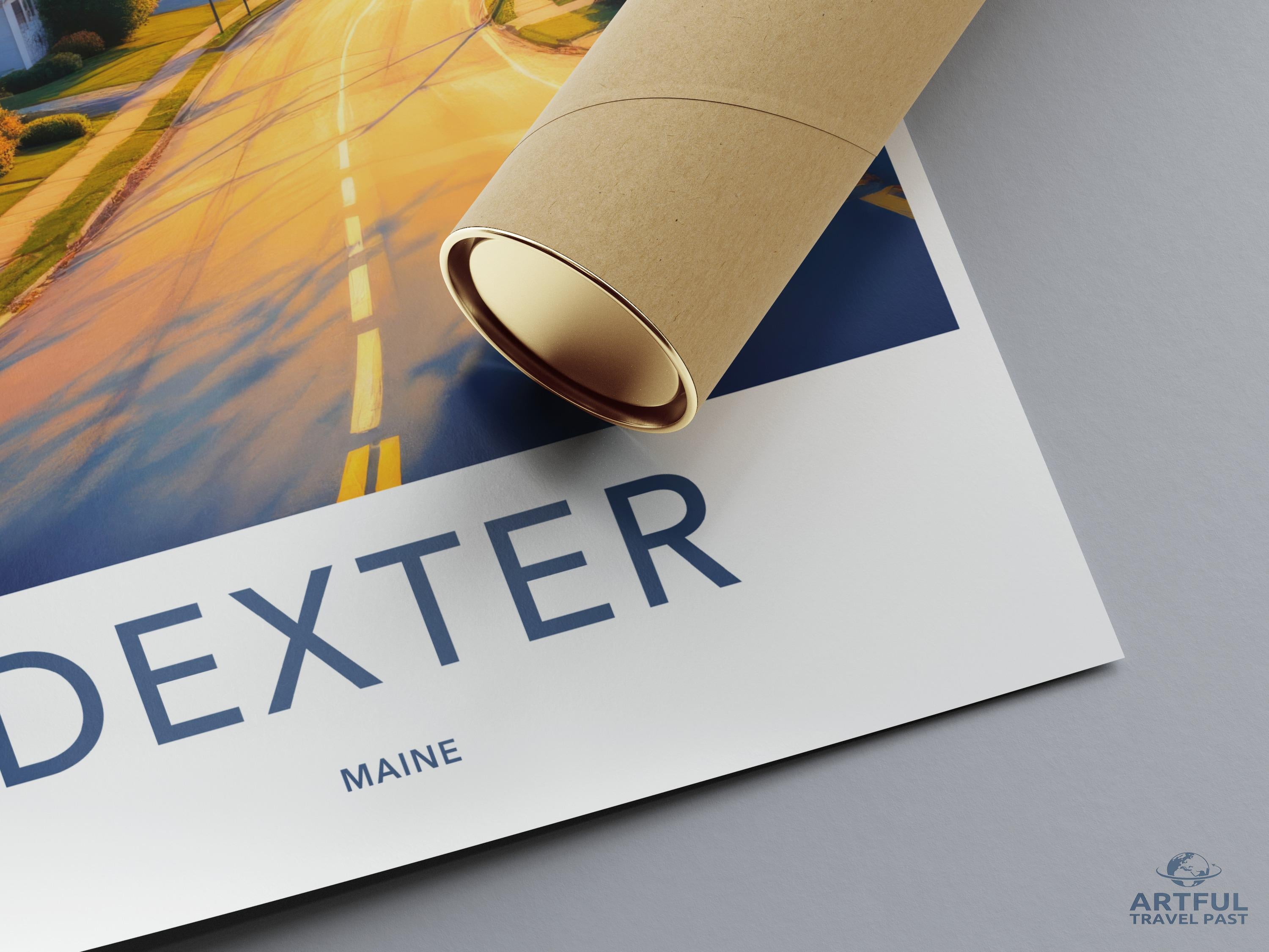 Dexter Maine Poster, Vintage Travel Print, Wall Art Decor, Road Trip Illustration, Scenic Artwork, Adventure Home Decor, Map Gift