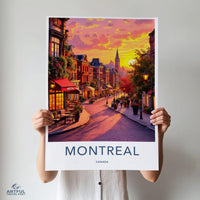 Montreal Canada Art Print, Colorful Wall Decor, Vintage Cityscape Poster, Sunset Street View, Travel Photography, Gift Idea