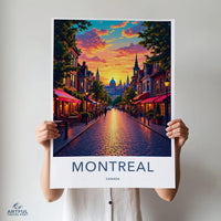 Montreal Canada Cityscape Art Print, Vibrant Sunset Skyline Poster, Wall Decor, Travel Poster, Home Decoration,  Tourist Gift