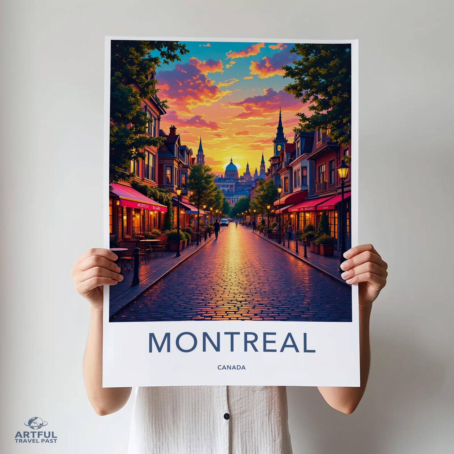 Montreal Canada Cityscape Art Print, Vibrant Sunset Skyline Poster, Wall Decor, Travel Poster, Home Decoration,  Tourist Gift
