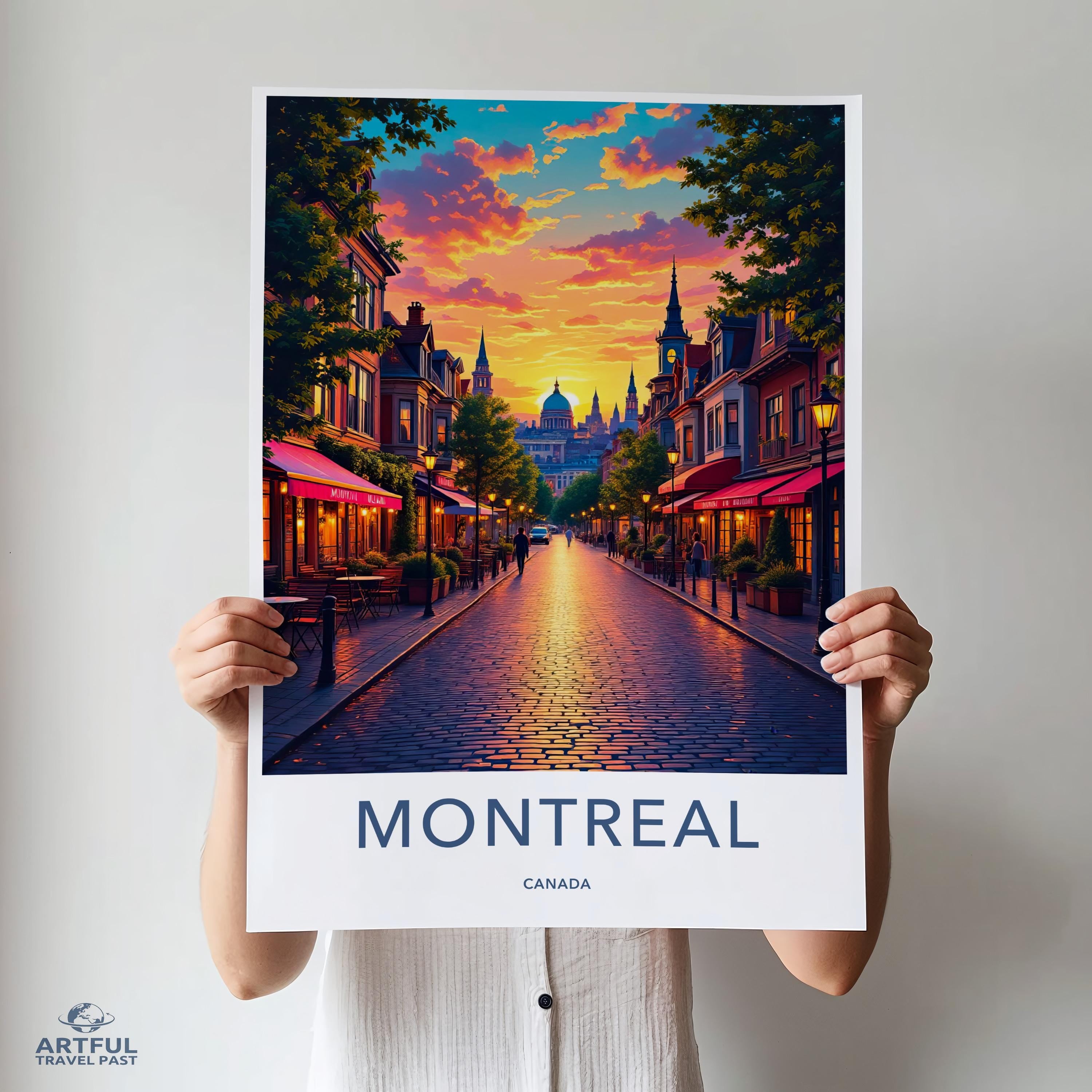 Montreal Canada Cityscape Art Print, Vibrant Sunset Skyline Poster, Wall Decor, Travel Poster, Home Decoration,  Tourist Gift