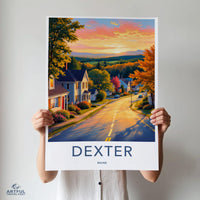 Dexter Maine Art Print, Sunset Scene Wall Art, New England Village Decor, Colorful Landscape Poster, Scenic Home Artwork Decor