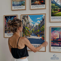Artful Travel Poster, Cityscape Wall Decor, Vintage Art Print, Travel Destination Poster, Art Print for Home, Gallery Wall Decor