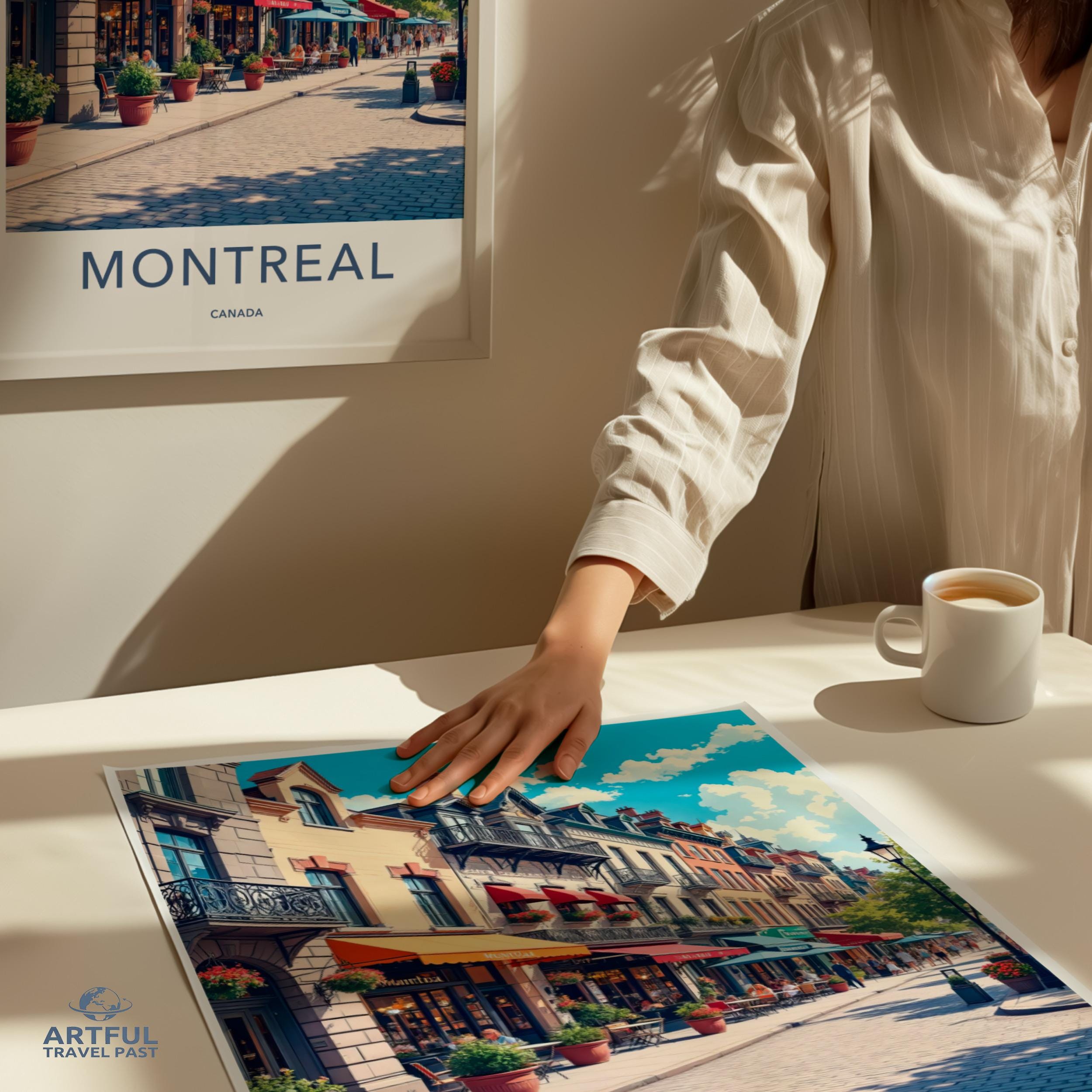 Montreal Cityscape Art Print, Canada Travel Poster, Vintage Wall Decor, Scenic Urban Illustration, Colorful City Streets, Architectural Art