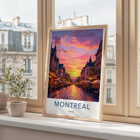 Montreal Cityscape Print, Sunset Wall Art, Travel Poster Decor, Colorful Urban Scene, Modern Home Decor, Montreal Street View