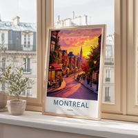 Montreal Art Print, Colorful Cityscape, Wall Decor, Street Scene, Home Office Decoration, Sunset Artwork, Canada Poster