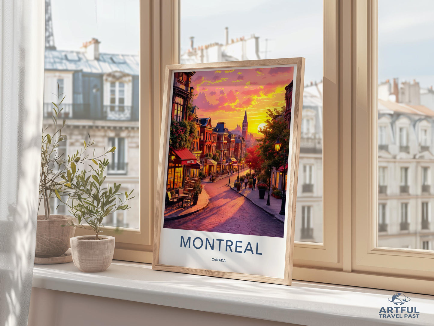 Montreal Art Print, Colorful Cityscape, Wall Decor, Street Scene, Home Office Decoration, Sunset Artwork, Canada Poster