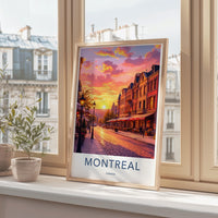 Montreal city street art print, sunset cityscape wall decor, travel photography poster, urban landscape artwork, home decoration