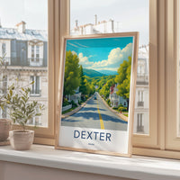 Custom Dexter Maine Travel Poster, Vibrant Wall Art Print, Scenic Dexter Town Decor, Unique Artwork for Home, Travel Lover Gift Idea