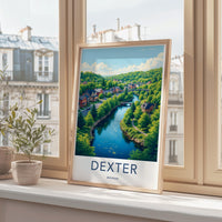 Dexter Michigan Travel Poster, Scenic Wall Art, Cityscape Print, Home Decor, Office Decoration, Urban Artwork, Vibrant Colors