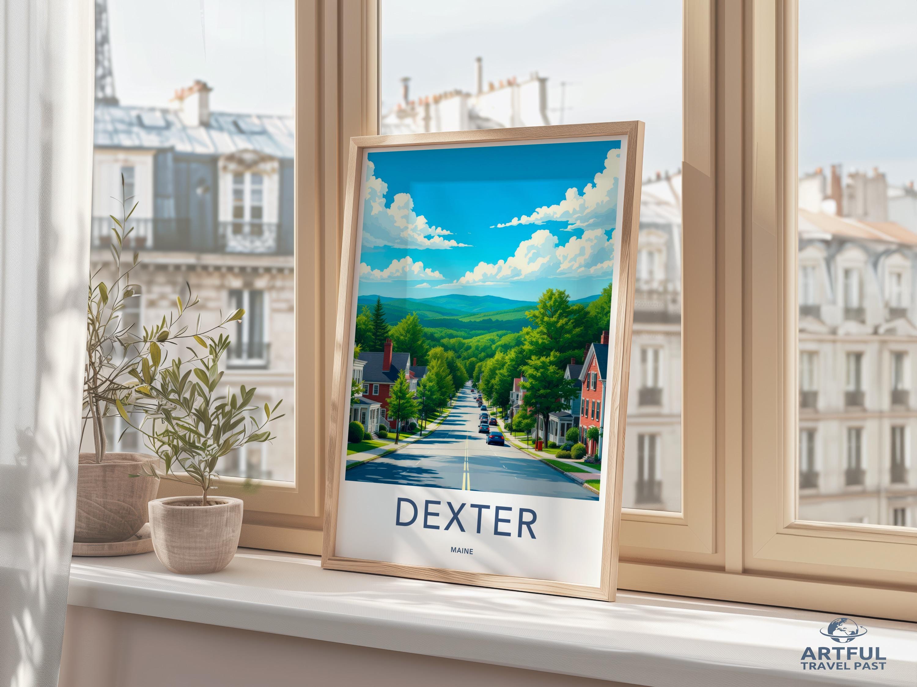 Dexter Maine Travel Poster, Vintage Style Wall Art, Scenic Landscape Print, Home Decor, Vacation Memories, Perfect Gift for Travelers