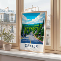 Dexter Maine Travel Poster, Vintage Style Cityscape Print, Wall Art Decor, Colorful Landscape Illustration, Home Decoration