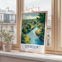 Dexter Michigan Travel Poster, Scenic River Art Print, Quaint Town Wall Decor, Nature Landscape Artwork, Home Office Decoration