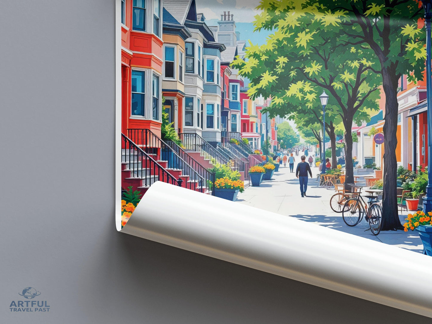Colorful City Street Art Print, Vibrant Urban Wall Decor, Contemporary Cityscape Poster, Unique Travel Poster, Afternoon City Scene