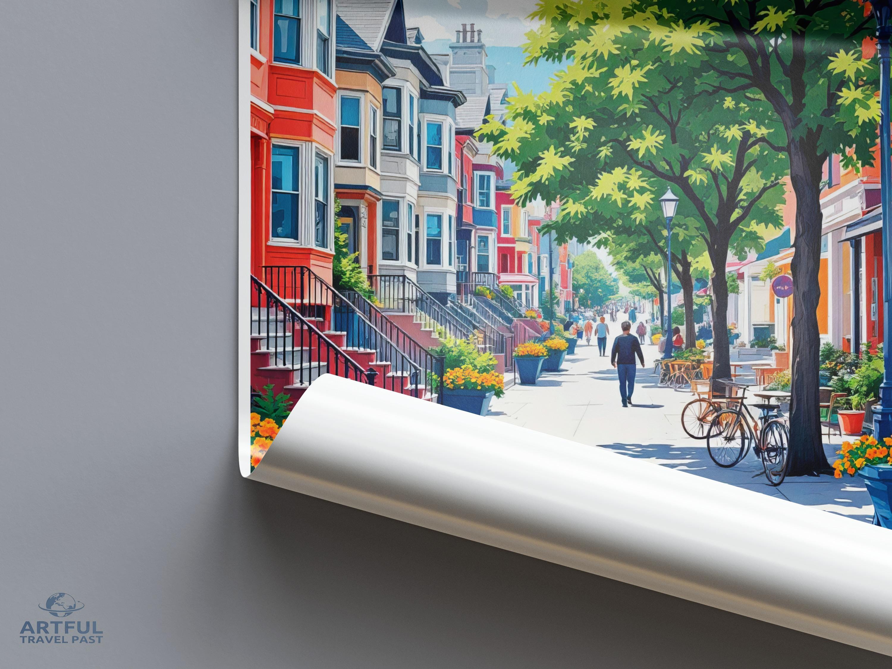 Colorful City Street Art Print, Vibrant Urban Wall Decor, Contemporary Cityscape Poster, Unique Travel Poster, Afternoon City Scene