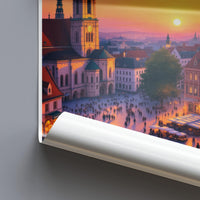Cityscape Sunset Poster Print, Beautiful City Sunset Wall Art, Scenic Urban Landscape Decor, Sunset in City Home Decoration